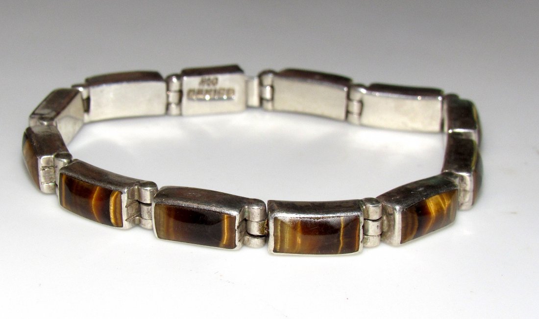 Taxco Mexico 950 Silver Tiger Eye Bracelet (1 of 4)