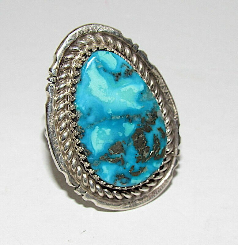 Navajo Turquoise Ring Size 10.5 Sterling Etsitty (1 of 4)