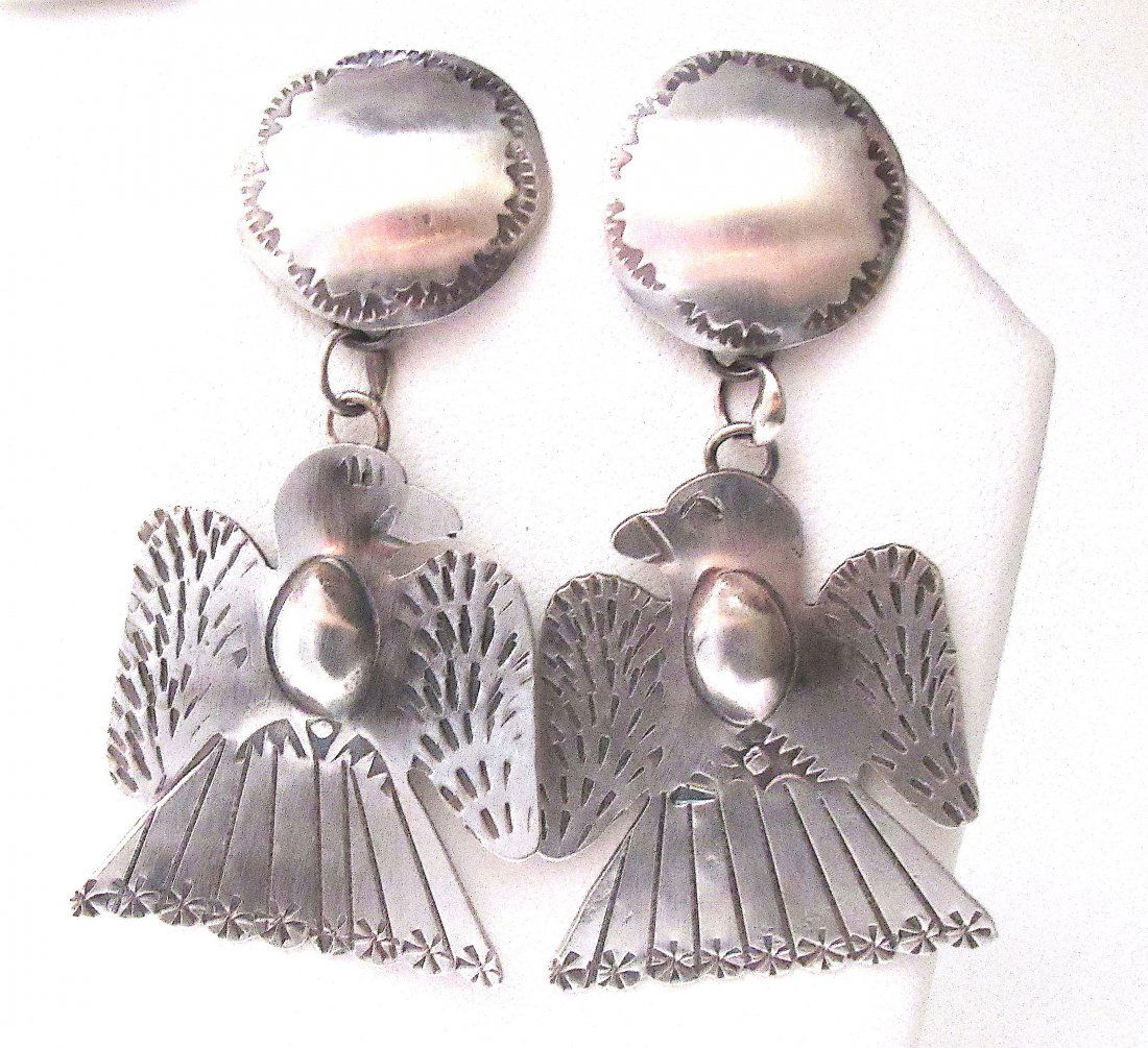 Navajo Thunderbird Earrings Sterling Silver (1 of 2)