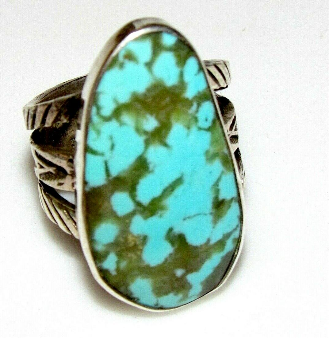 Navajo Number 8 Turquoise Ring Size 8 Sterling Silver (1 of 4)