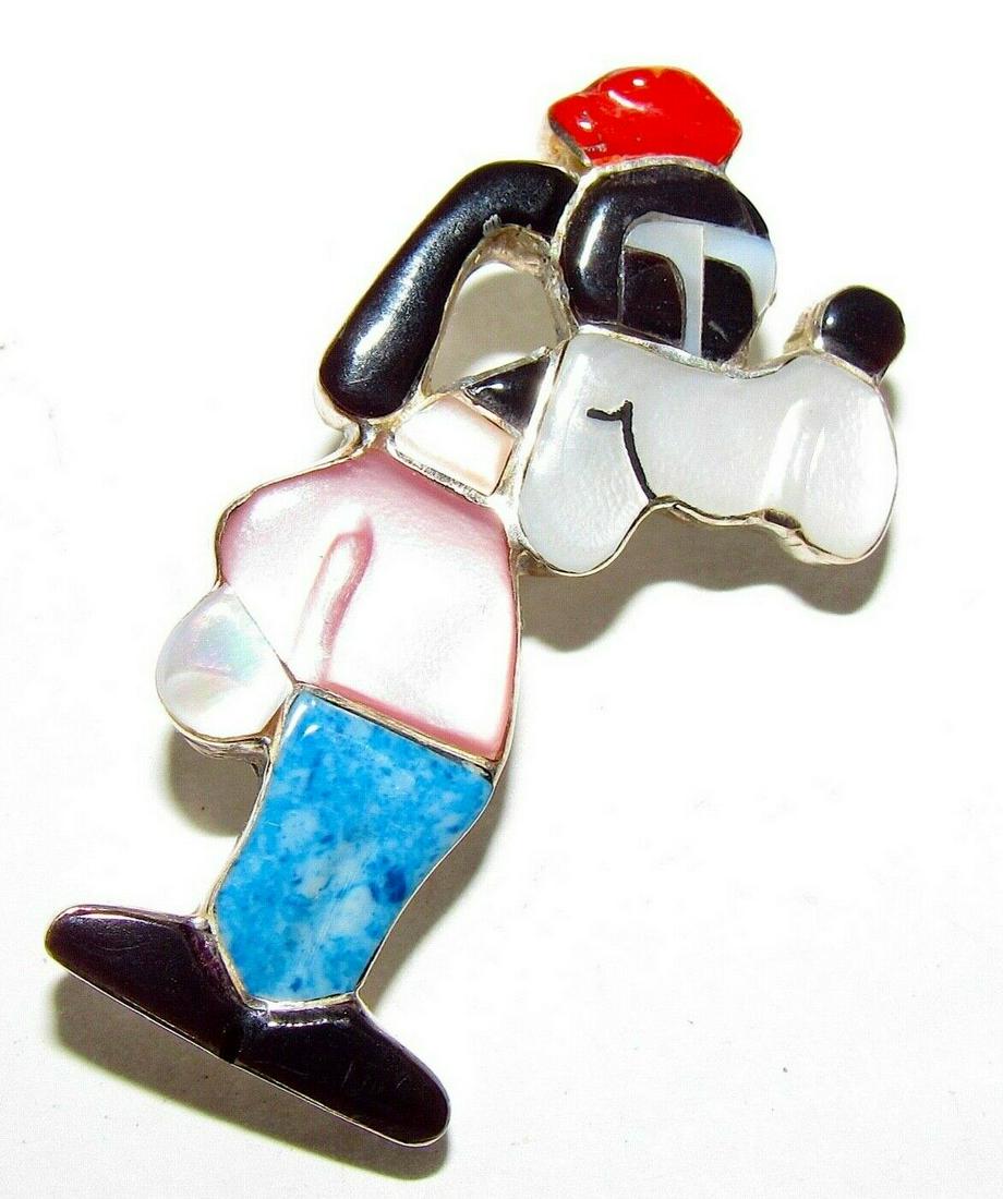 Zuni GOOFY Sterling Inlay Pin Pendant Zuni Toons P. (1 of 3)