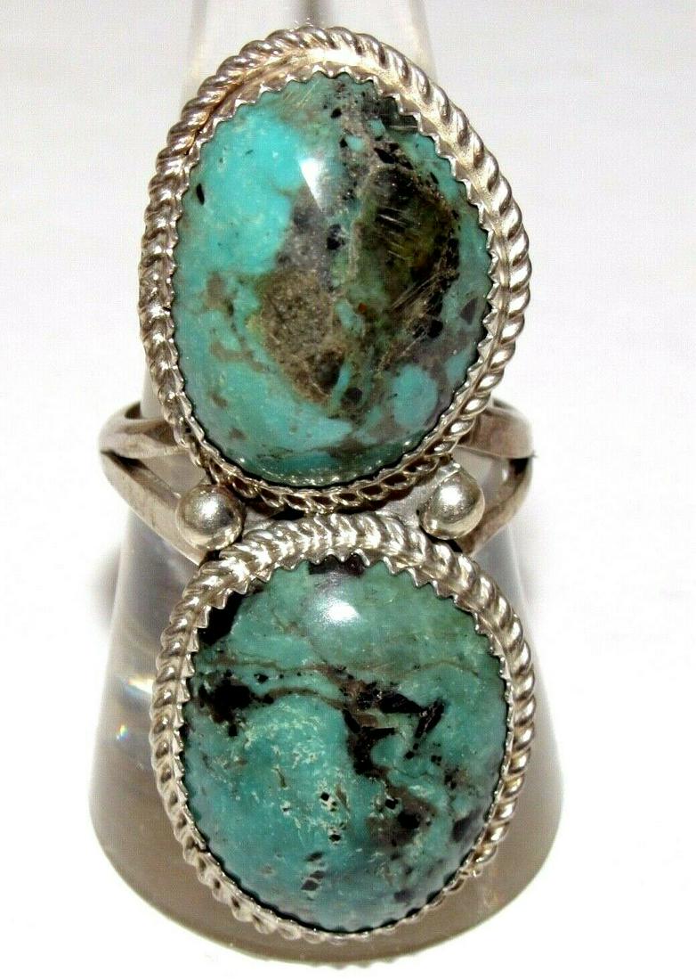 Navajo Crow Spring Turquoise Ring Size 9 Sterling (1 of 3)