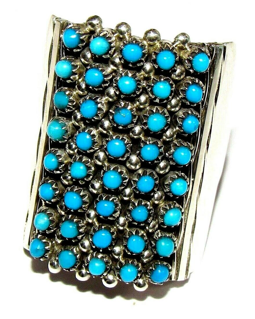 Zuni Snake Eye Ring Sz 9.5 Sterling Silver Petite Point (1 of 4)