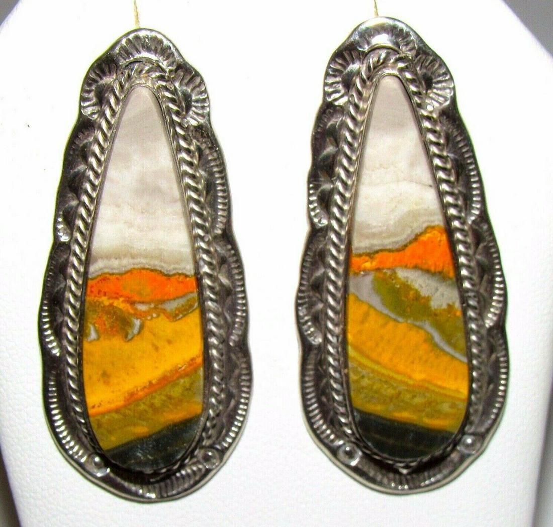 Navajo Bumblebee Jasper Post Earrings Sterling Silver (1 of 2)