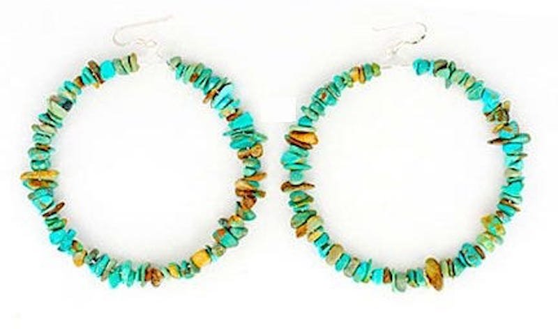 Navajo Sterling Turquoise Hoop Earrings (1 of 3)