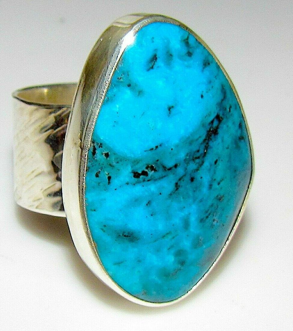 Huge Navajo Kingman Turquoise Ring Size 10 Sterling (1 of 5)