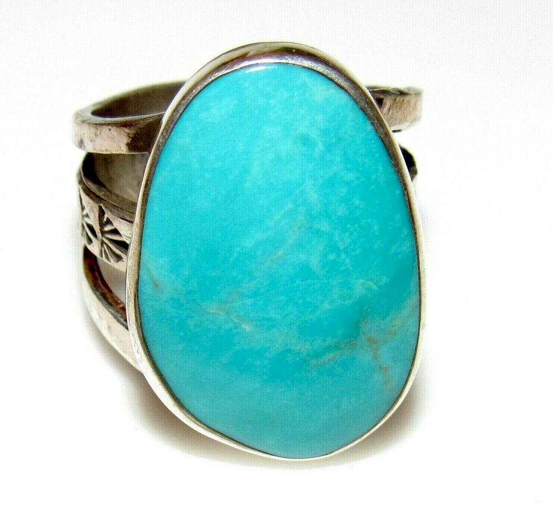 Native American Ring Sz 9 Sleeping Beauty Turquoise San (1 of 5)