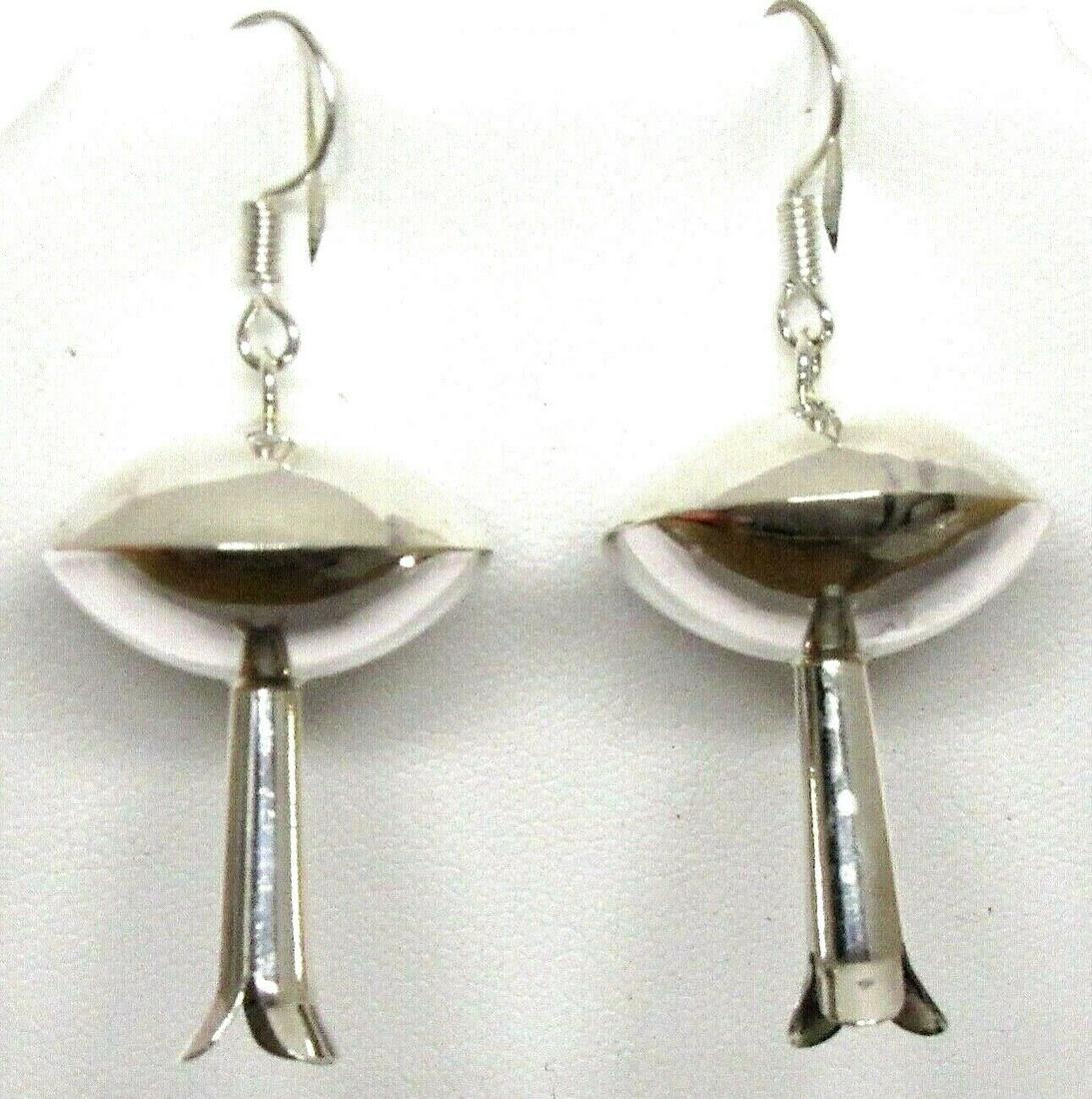 Navajo Squash Blossom Earrings Sterling Silver Dangle (1 of 3)