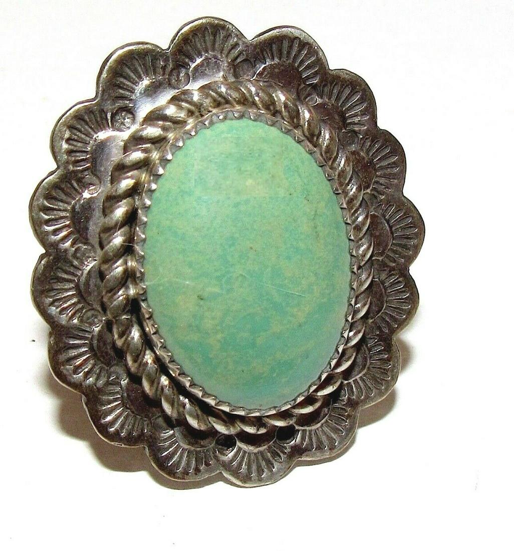 Native American Carico Lake Green Turquoise Ring Size 8 (1 of 5)