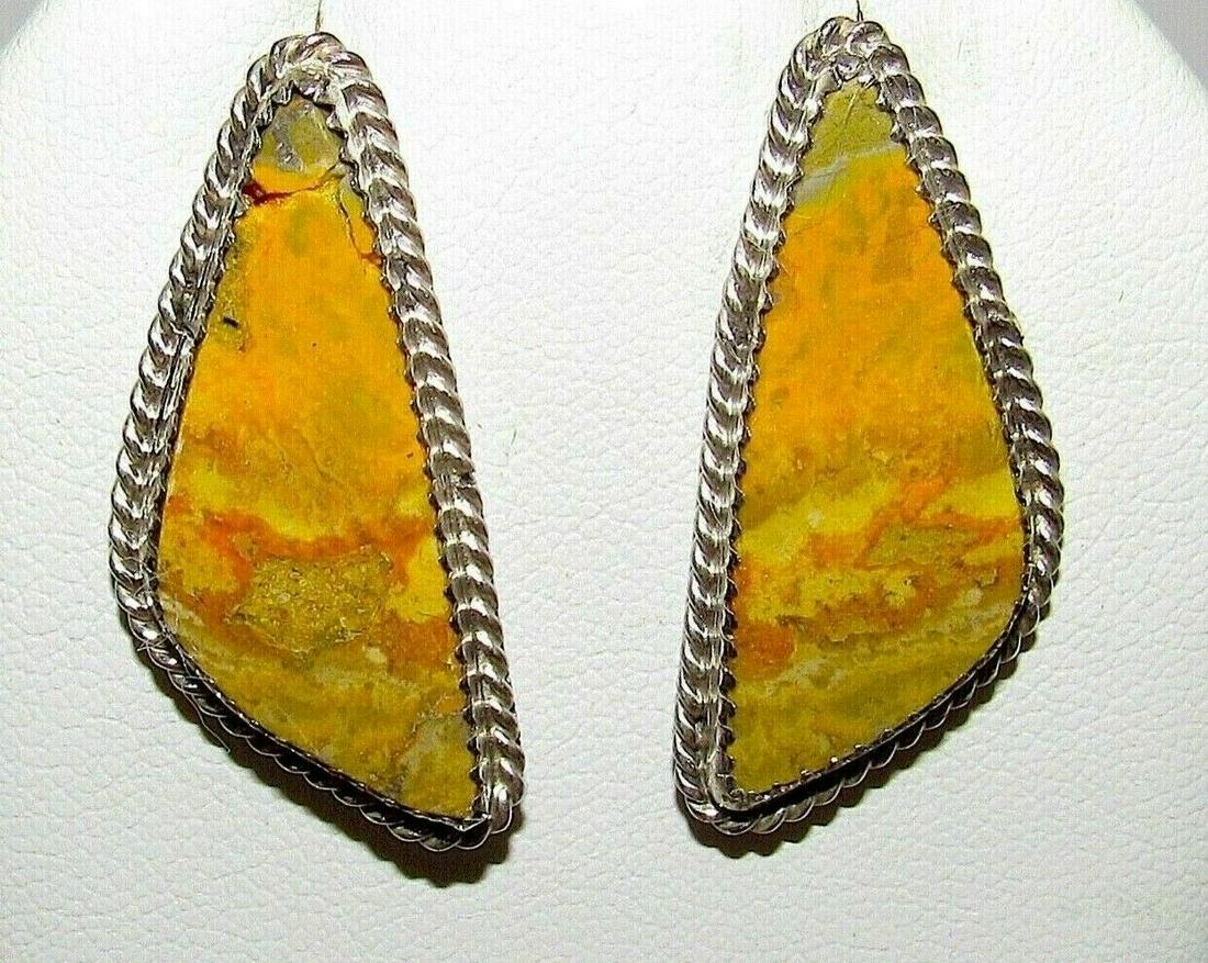 Navajo Bumblebee Jasper Post Earrings Sterling Silver (1 of 4)