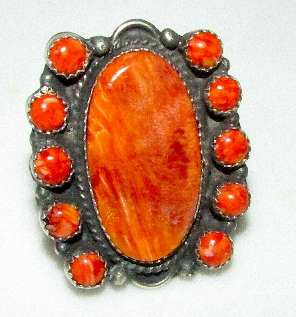 Big Navajo Orange Spiny Cluster Ring Size 8 Sterling (1 of 4)