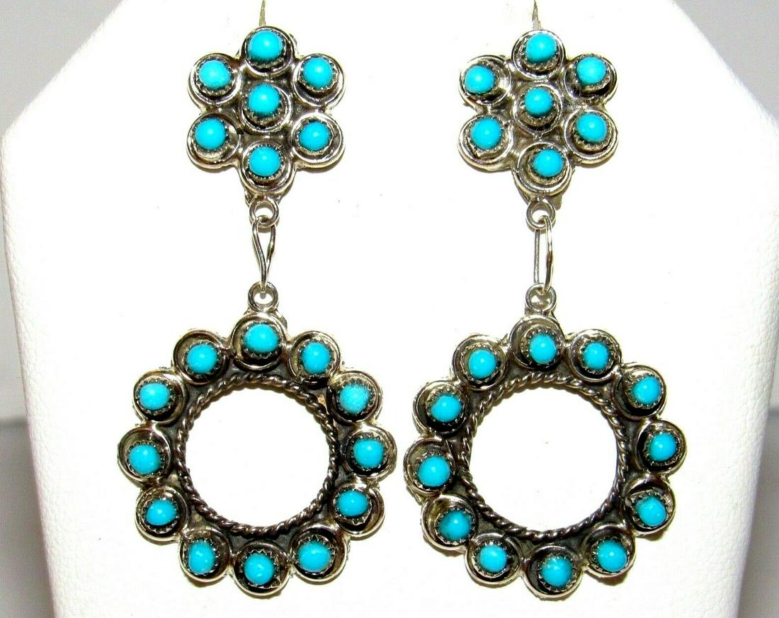 Zuni Dangle Earrings Sterling Silver Sleeping Beauty (1 of 3)