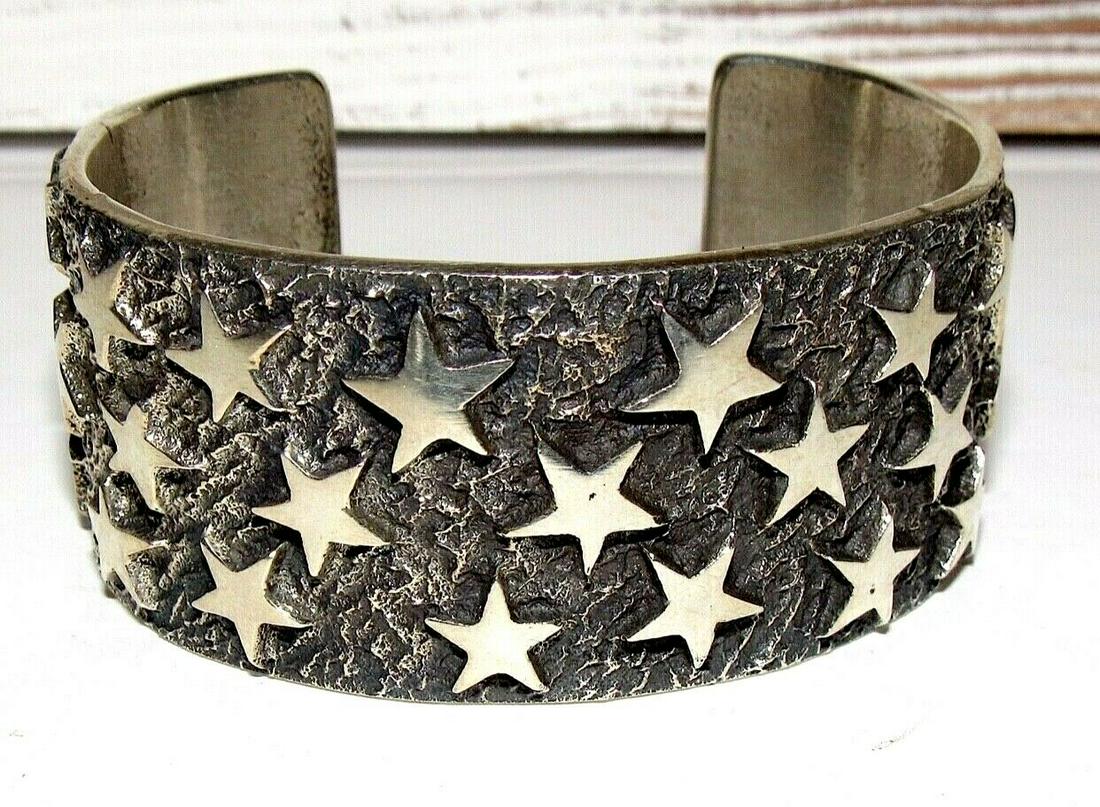 Navajo Tufa Cast Stars Cuff Bracelet Kevin Yazzie (1 of 6)