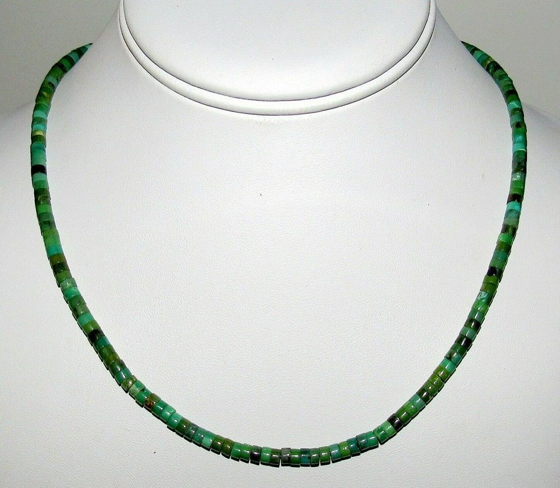 Navajo Rolled Kingman Turquoise Heishi Choker Necklace (1 of 4)