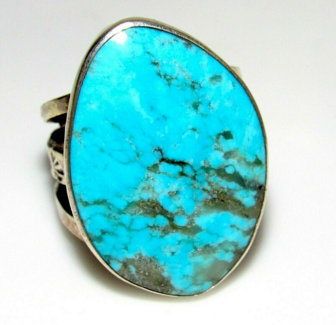 Native American Kingman Turquoise Ring Sz 9 San Felipe (1 of 4)
