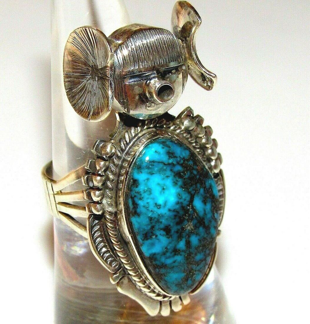 Navajo Kachina Ring Sz 7 Kingman Turquoise Sterling (1 of 5)