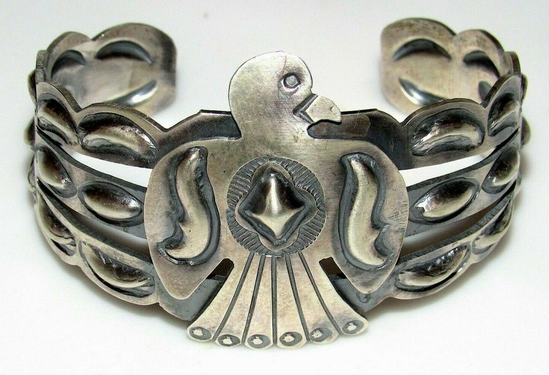 Navajo Thunderbird Cuff Bracelet Sterling Silver Native (1 of 5)