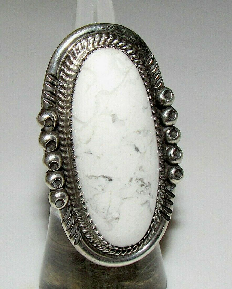 Navajo White Buffalo Ring Size 5.5 Sterling Silver (1 of 3)