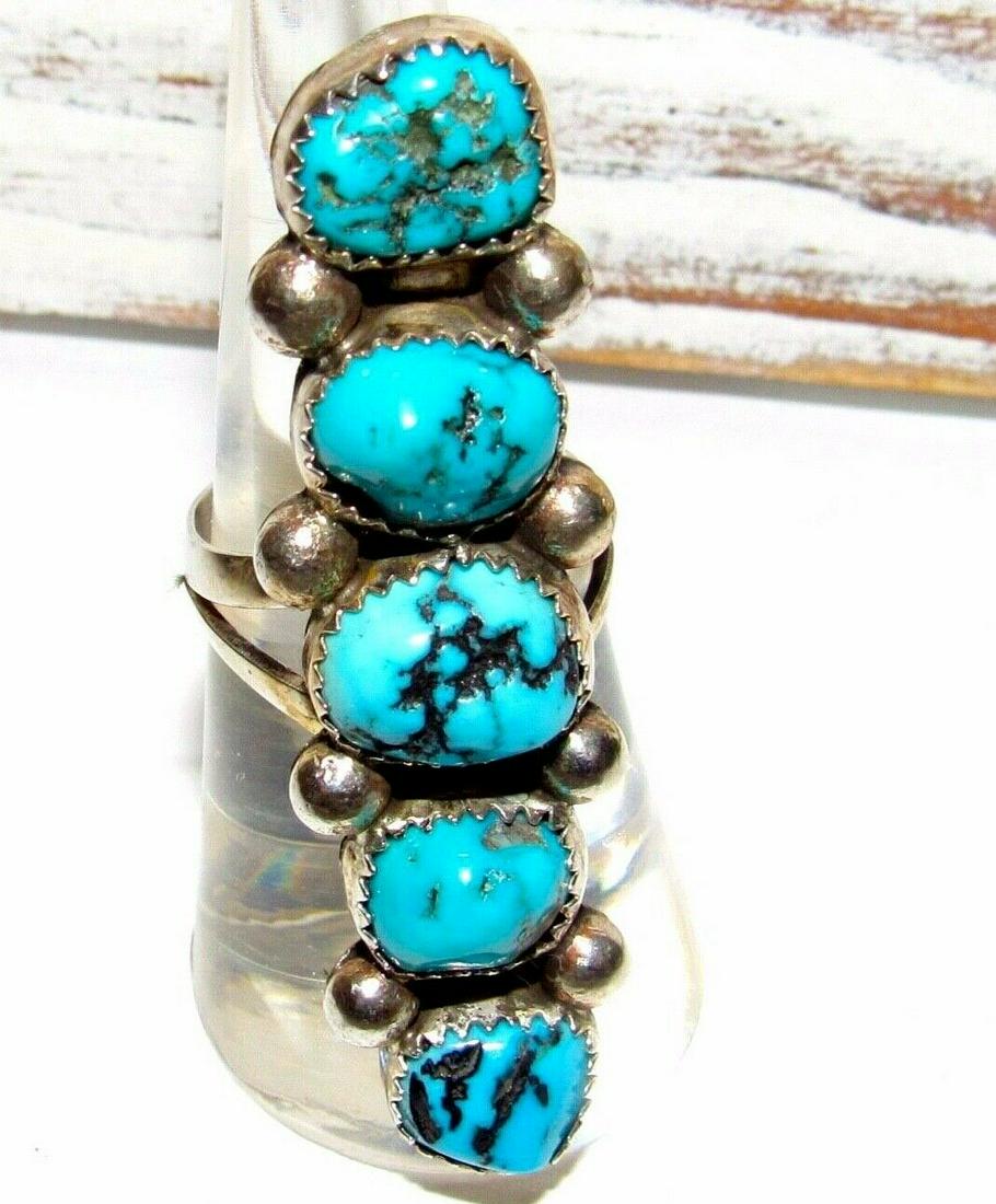 Navajo Turquoise Cluster Ring Size 7 Sterling Silver (1 of 4)