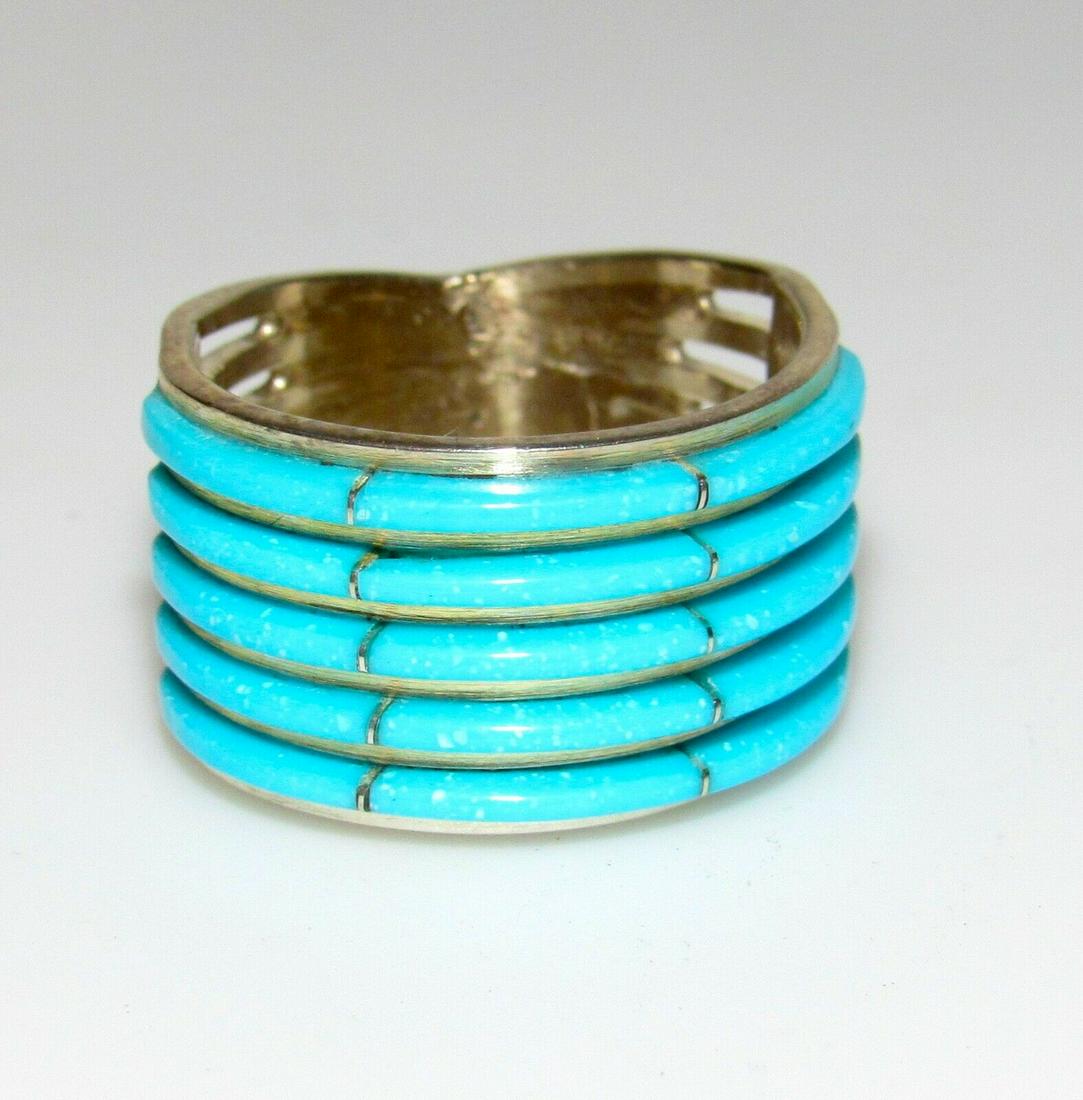Zuni Inlay Ring Sz 6.5 Sterling Silver Sleeping Beauty (1 of 5)