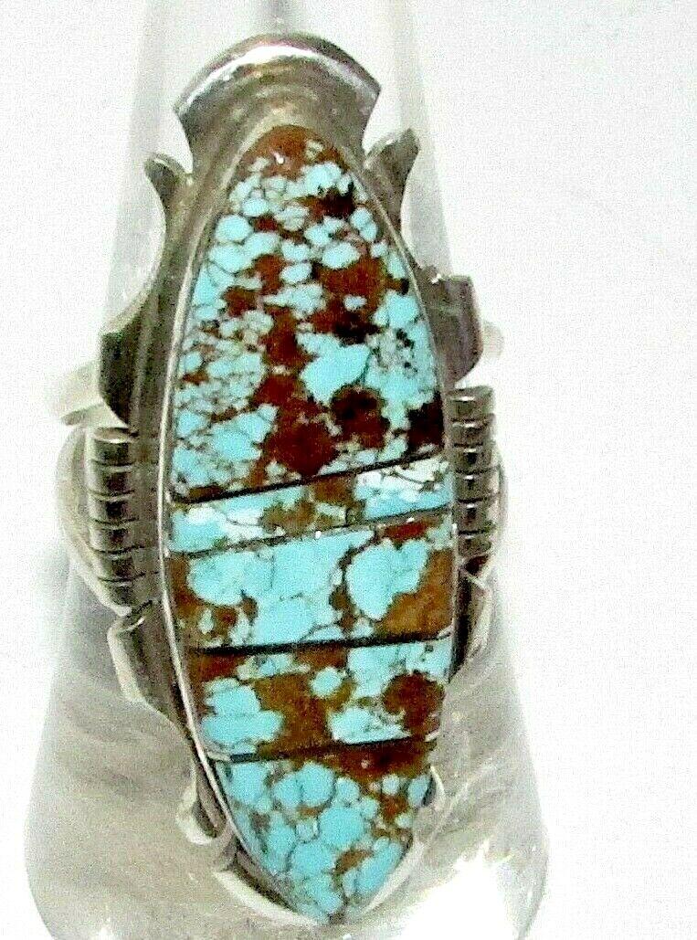 Navajo Number 8 Inlay Ring Size 8 Sterling Silver (1 of 4)