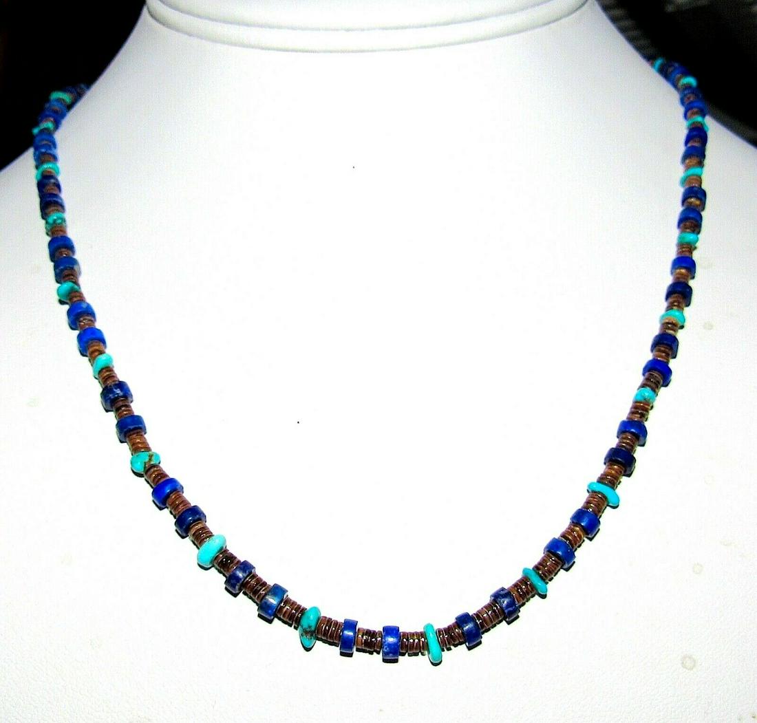 Santo Domingo Rolled Shell Turquoise Lapis Heishi (1 of 3)