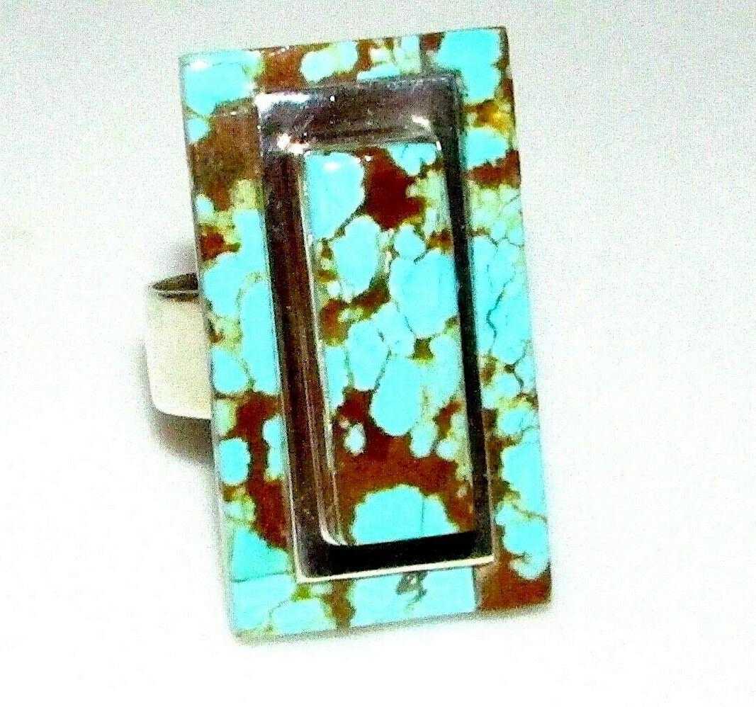 Navajo Number 8 Turquoise Ring Size 7.5 Sterling by L. (1 of 7)