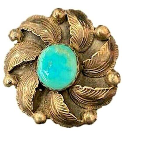 Vintage Zuni SIMPLICIO Signed Sterling Turquoise Pin (1 of 3)