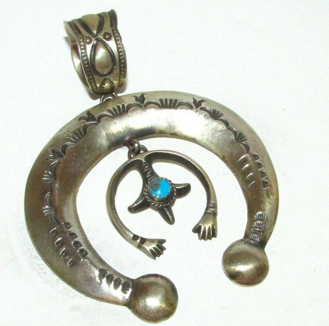 Massive Navajo Sand Cast Sterling Double Naja Pendant (1 of 3)