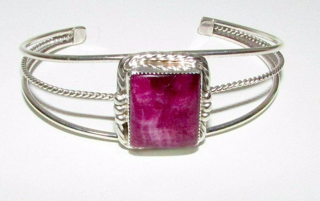 Navajo Purple Spiny Oyster Cuff Bracelet Sterling (1 of 6)
