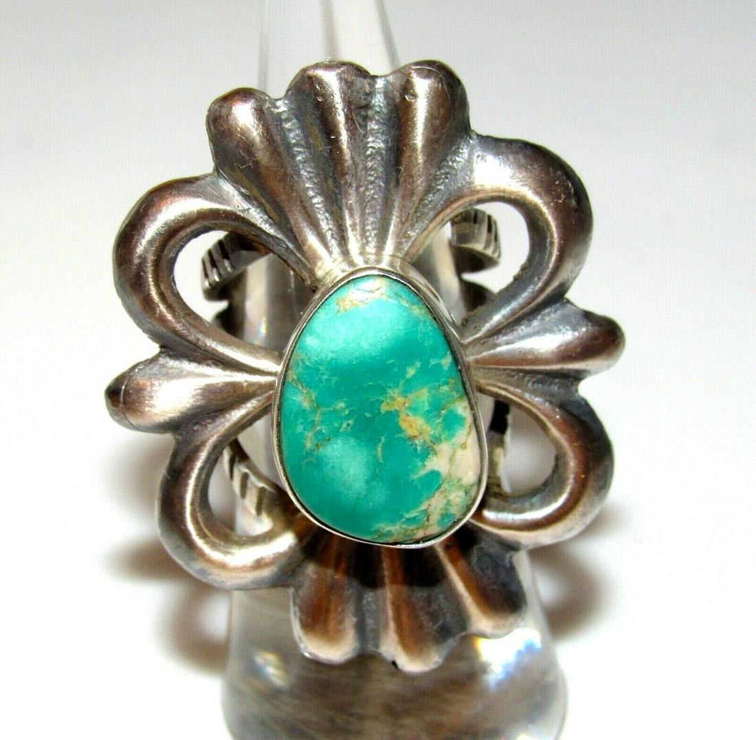 Navajo Sand Cast Ring Size 7 Royston Turquoise Sterling (1 of 4)