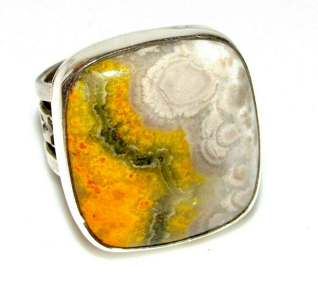 Huge Native American Bumblebee Jasper Ring Sz 9 Signed (1 of 5)