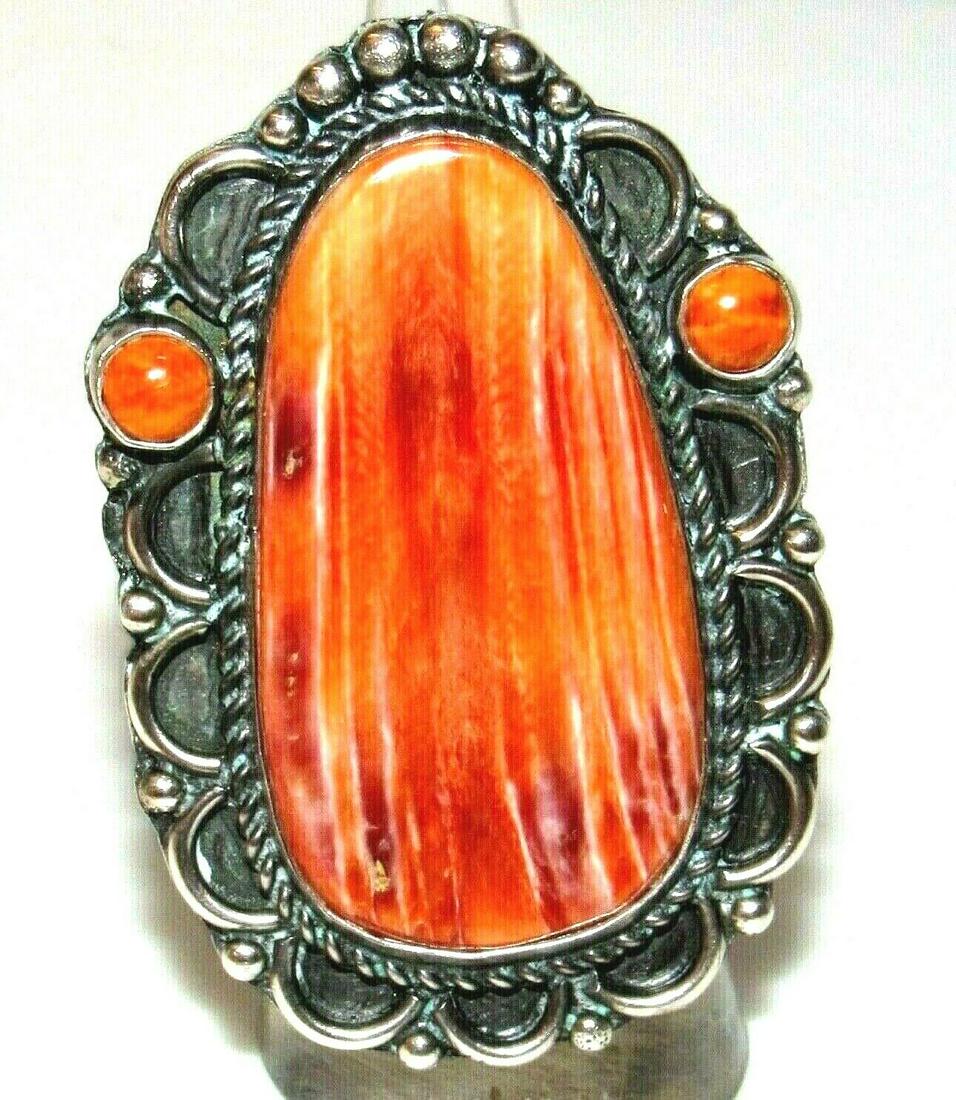 Navajo Orange Spiny Ring Size 7 Sterling Silver L Begay (1 of 3)
