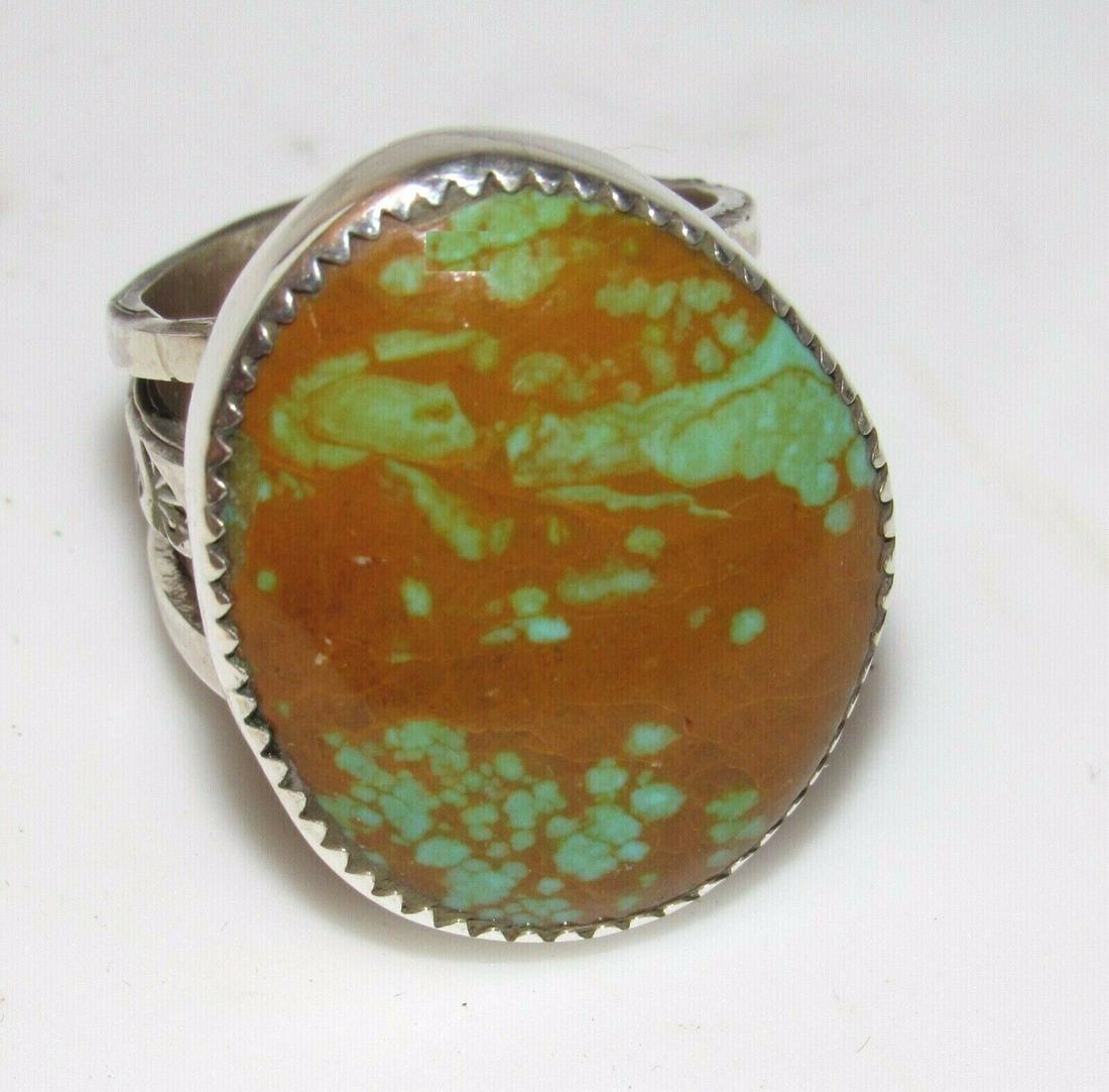 Navajo Number 8 Turquoise Statement Ring Sz 9 Sterling (1 of 4)