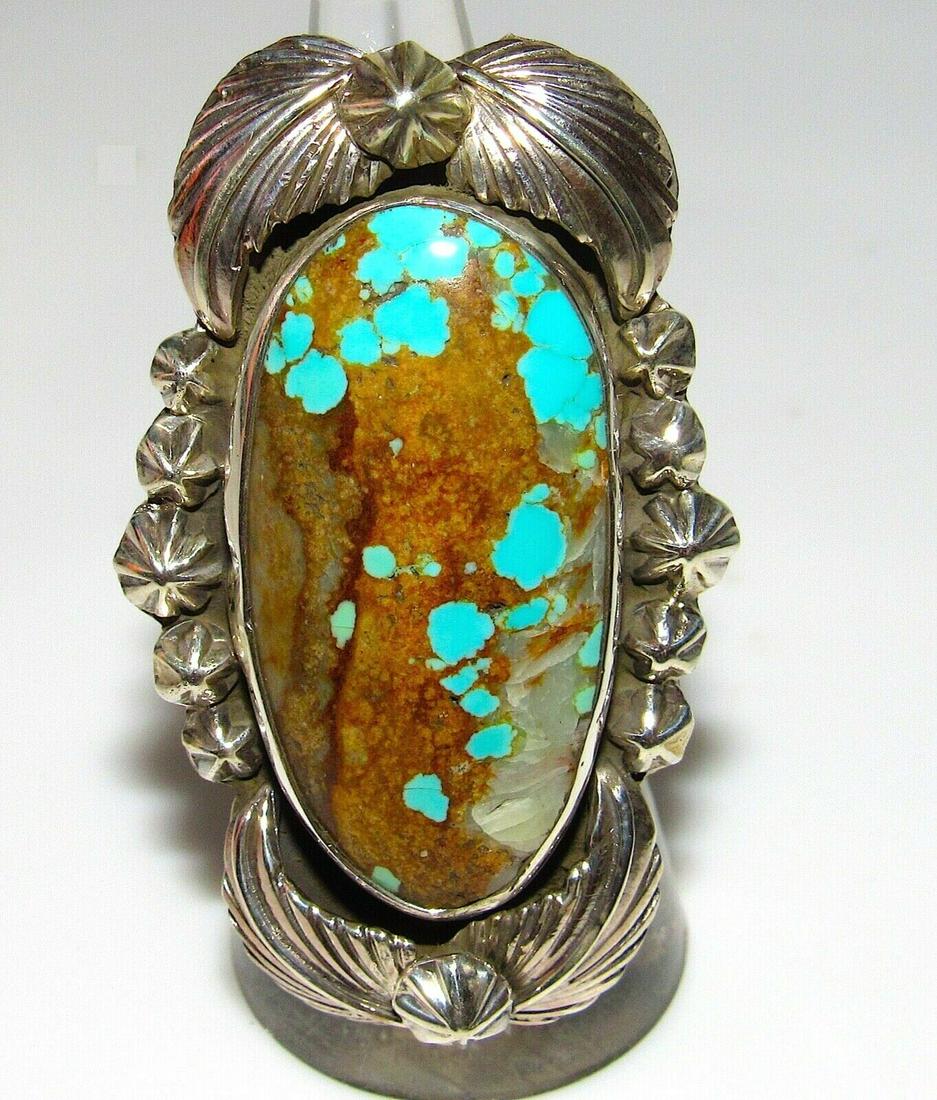 Huge Native American Number 8 Turquoise Ring Size 8 (1 of 5)