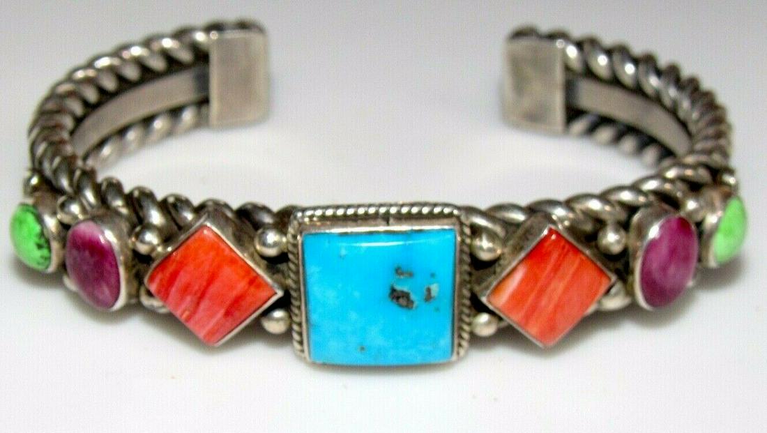 Navajo DARREL CADMAN Turquoise Orange Spiny Gaspeite (1 of 5)