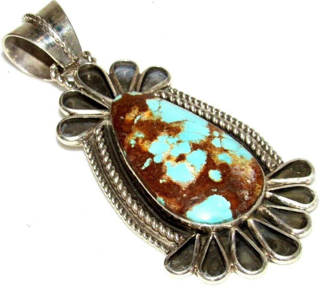 Massive Navajo Royston Turquoise Pendant Sterling (1 of 3)
