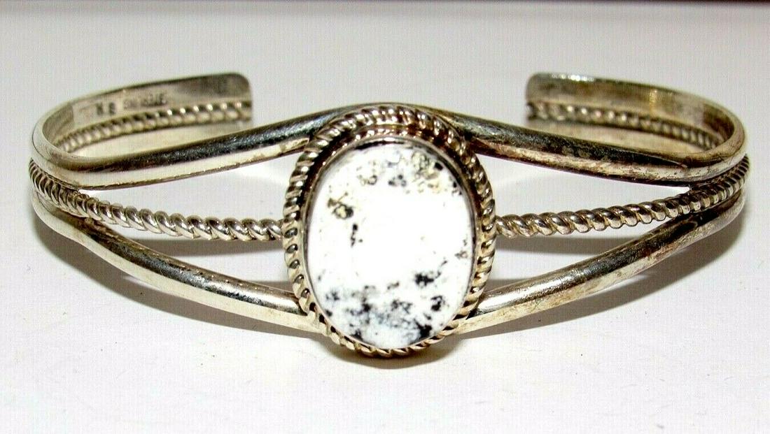 Navajo White Buffalo Bracelet Sterling Silver Native (1 of 5)