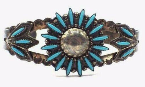 Old Pawn Zuni Sterling Bracelet Needlepoint Design (1 of 6)