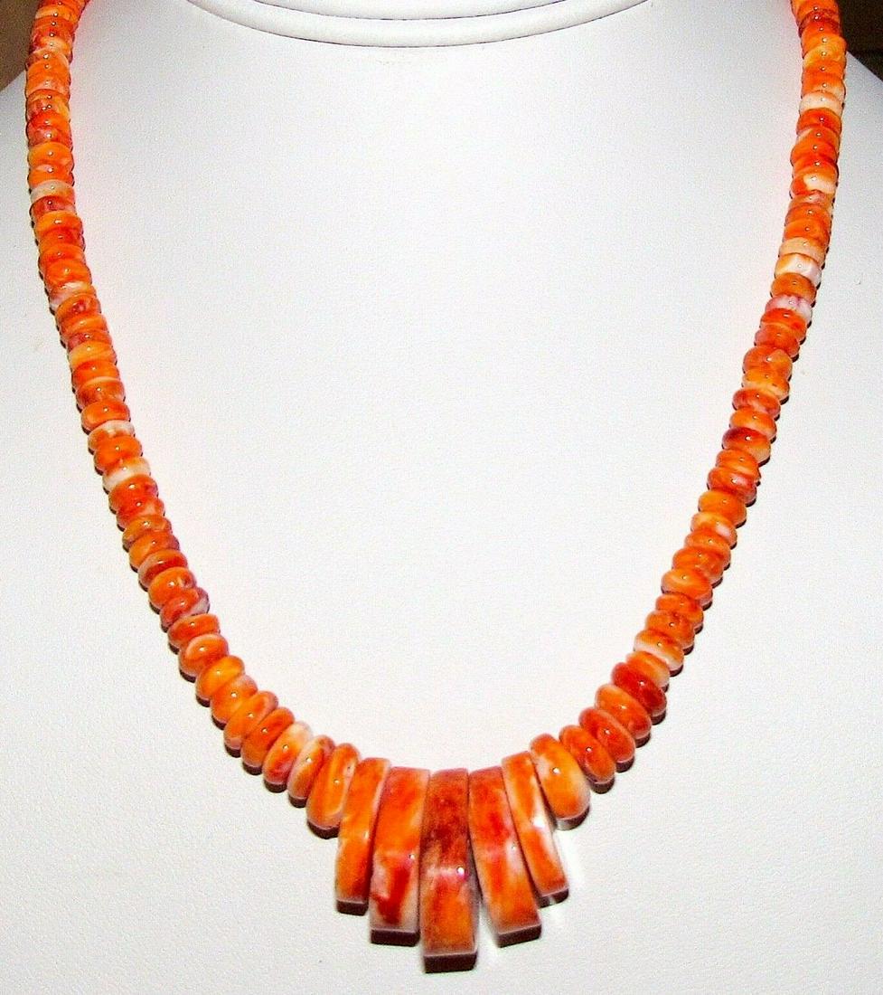 Navajo Orange Spiny Oyster Heishi Necklace Rolled Beads (1 of 5)