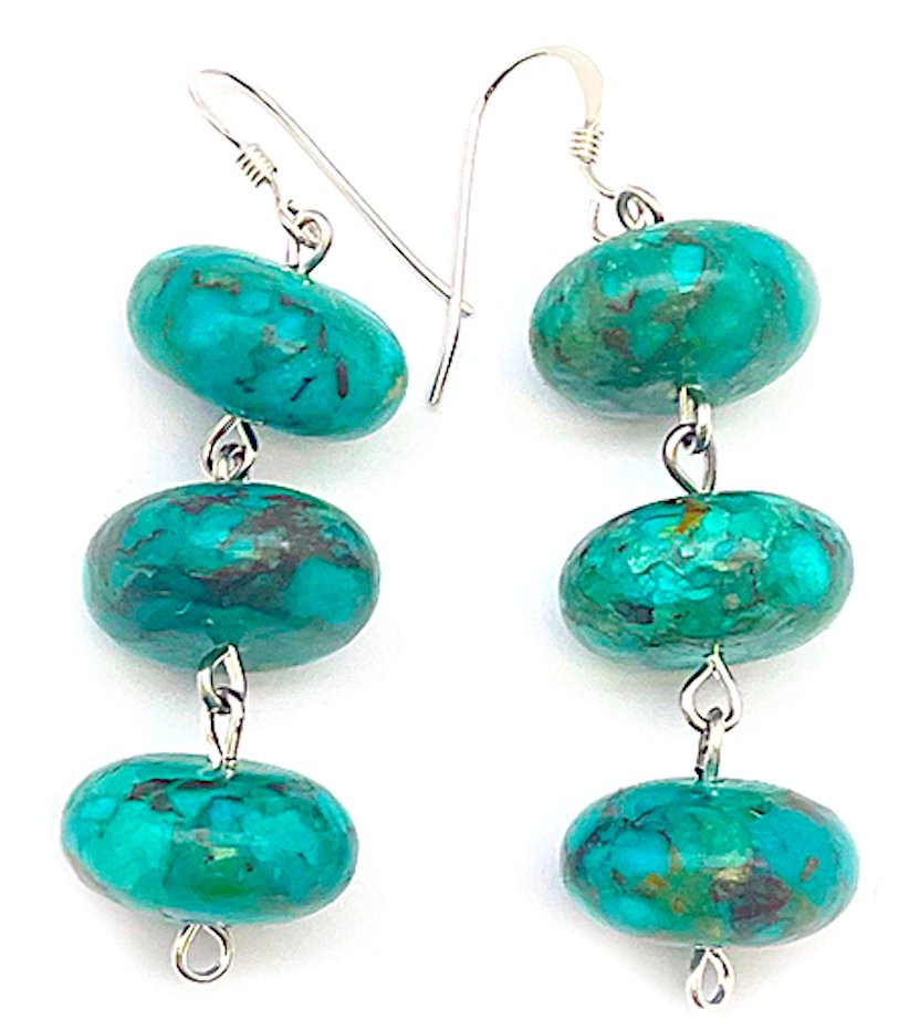 Navajo Rolled Turquoise & Sterling Silver Beaded Heishi (1 of 3)