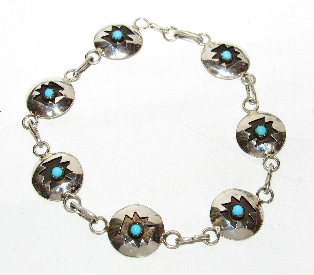 Navajo Sterling Turquoise Link Bracelet Shadowbox (1 of 2)