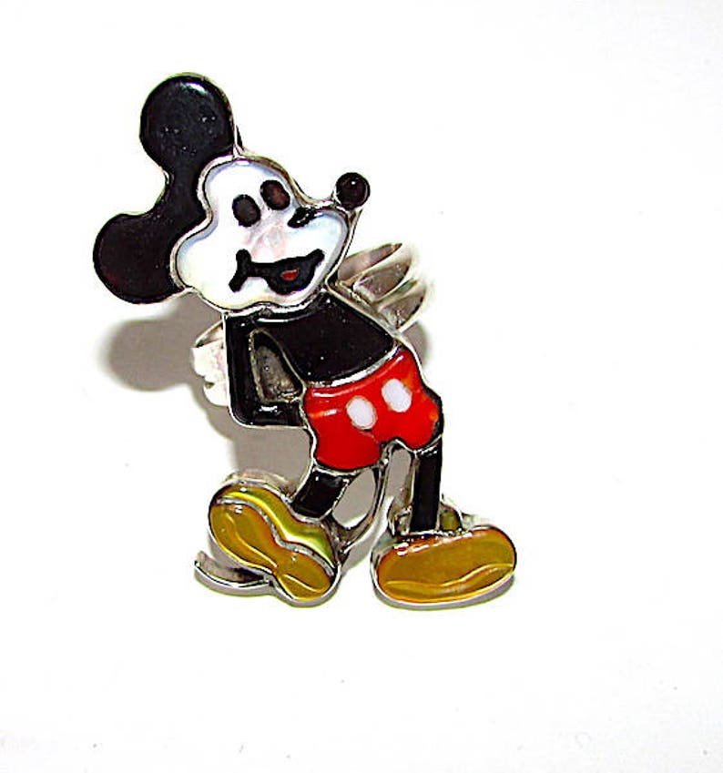 Zuni Mickey Mouse Sterling Inlay Ring Sz. 7 Zuni Toons (1 of 4)