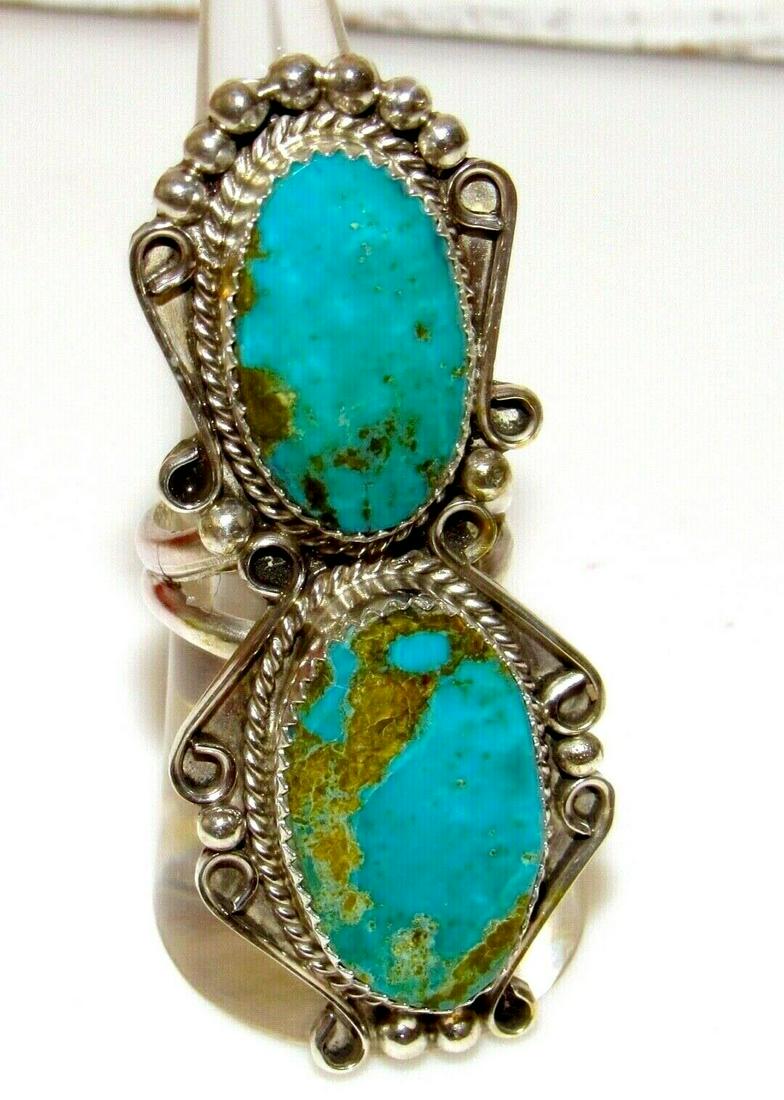 Navajo Royston Turquoise Statement Ring Sz 8 Sterling (1 of 6)