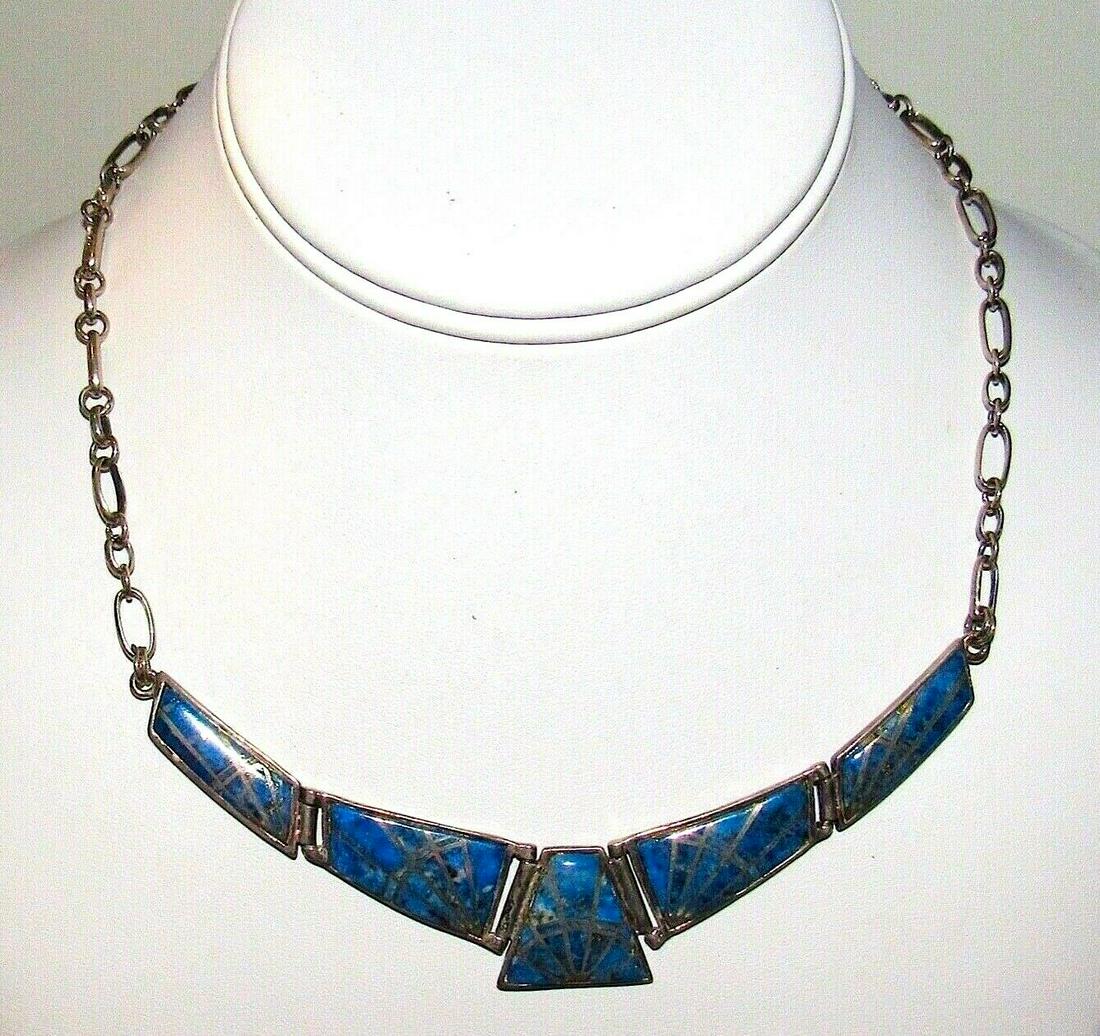 VTG Navajo Lapis Inlay Sterling Silver Choker Necklace (1 of 3)