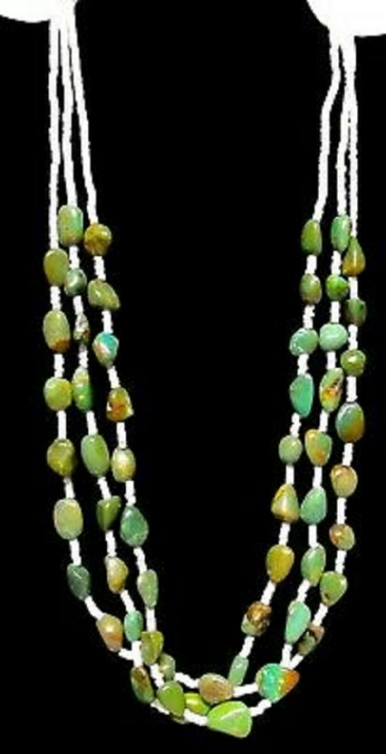 Navajo Green Turquoise White Shell Multi Strand Heishi (1 of 3)