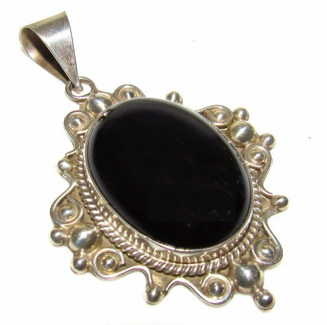 VTG 925 Sterling Silver Taxco Mexico LARGE Black Onyx (1 of 4)