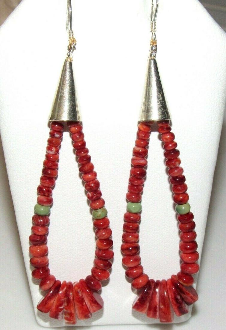 Santo Domingo Red Spiny Jacla Earrings Sterling Silver (1 of 3)