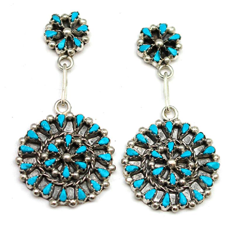 Zuni Cluster Dangle Earrings Sterling Silver Sleeping (1 of 3)