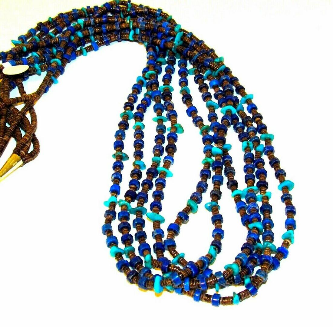 Santo Domingo Rolled Shell Turquoise Lapis Heishi (1 of 5)